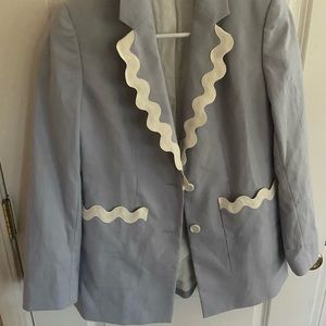 Rebecca Taylor Women's Slub Denim Scalloped Blazer Jacket Periwinkle Size 4